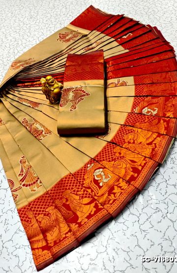 Beauty checked soft silk rich look design soft material function and party wear - OLIVE GREEN