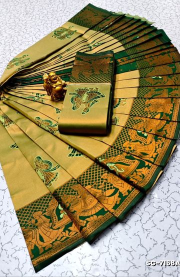 MODERN FANCY SOFT SILK SAREES WITH BUTTA DESIGN - ORANGE (1)