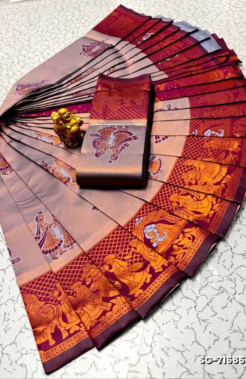 Soft Net Saree with Shimmering Weave and Designer Digital Print Blouse - AS COLOR
