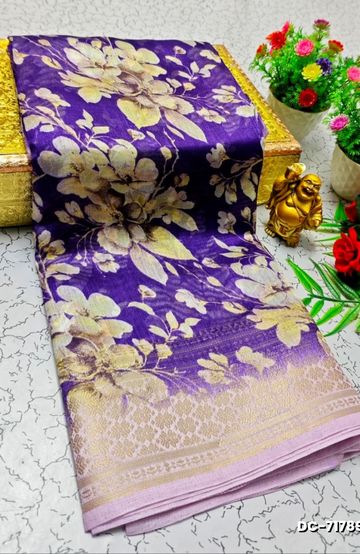 Dailywear cotton sarees all over body flower designpattern design premium look lightweight comfortable wear - BRINJAL COLOUR (1)
