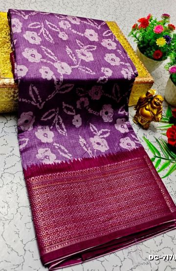 Dailywear cotton sarees all over body flower designpattern design premium look lightweight comfortable wear - LEVENDOR