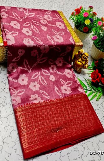 Dailywear cotton sarees all over body flower designpattern design premium look lightweight comfortable wear - CORAL COLOUR