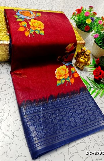 Dailywear cotton sarees all over body flower designpattern design premium look lightweight comfortable wear - MAROON COLOR