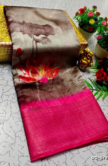 Dailywear cotton sarees all over body flower designpattern design premium look lightweight comfortable wear - CHOCOLATE COLOR