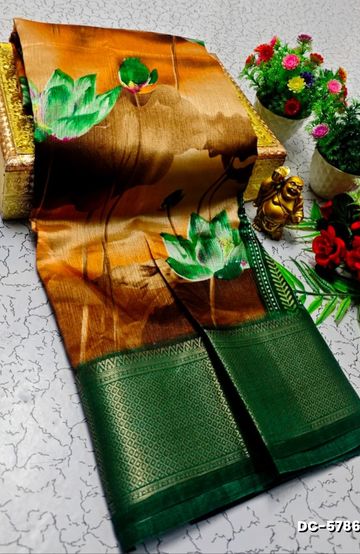 Dailywear cotton sarees all over body flower designpattern design premium look lightweight comfortable wear - YELLOW COLOR