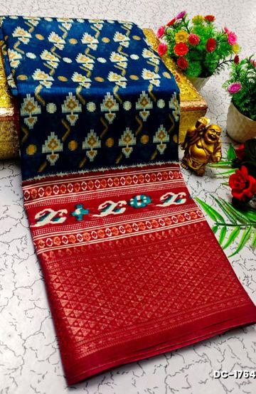 Dailywear cotton sarees all over body leaf designpattern design premium look lightweight comfortable wear - BULE