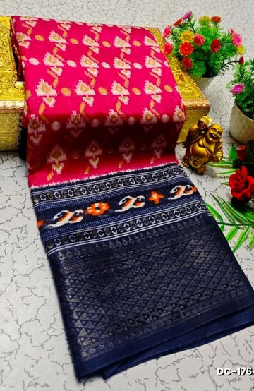 Dailywear cotton sarees all over body leaf designpattern design premium look lightweight comfortable wear - PINK