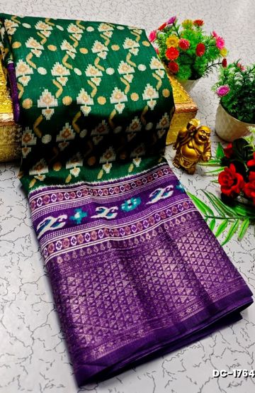 Dailywear cotton sarees all over body leaf designpattern design premium look lightweight comfortable wear - BOTTLE GREEN