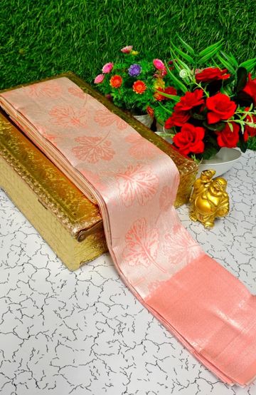 GEORGETTE FANCY SOFT SILK SAREES WITH BLOUSE MODERN FANCY ITEM SAREES - CORAL COLOUR (4)