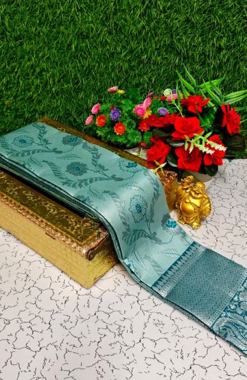 Designer Multi-Color Floral Print Blouse Fabric - BLACK (5)