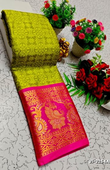 Luxurious heavy work blouse fabric with floral goldwork jaal border - PEACOCK GREEN