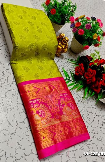 Premium fancy saree soft  silk saree rapier fancy light weight silk type sarees  function wear - BROWN