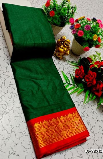 BRIDAL SILK GOLD SILVAR AND COPPER ZARI WEAVE AND WEDDING ART SILK SAREES - ORANGE (3)