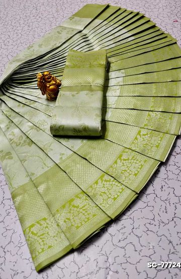 TRENDING DIGITAL EMBROIDERY ZARI WORK KALIYANI COTTON SAREES - LIGHT BLUE