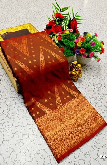 1000 Butta premium Soft Silk Saree weddings, festivals, traditional Wear - METALLIC GOLD