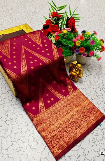 1000 Butta premium Soft Silk Saree weddings, festivals, traditional Wear - MAROON COLOR