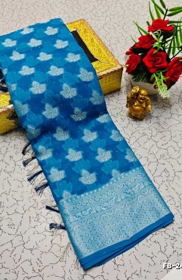 Kubera borderless elite bridal rapier fancy light weight silk type sarees function wear - LITE PEACH (4)