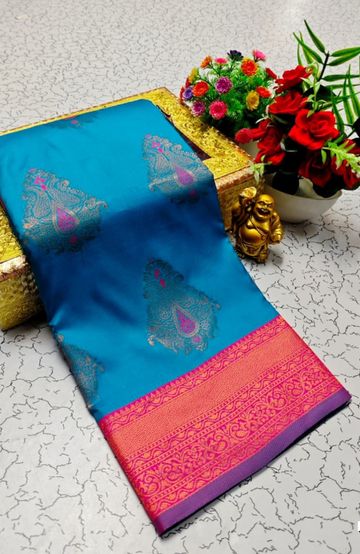 Banaras with our banarasi cotton fabric a beautiful fusion of classic artistry and breathable comfort wear saree - CORAL COLOUR