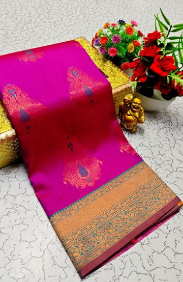 Beauty checked soft silk rich look design soft material function and party wear - OLIVE GREEN