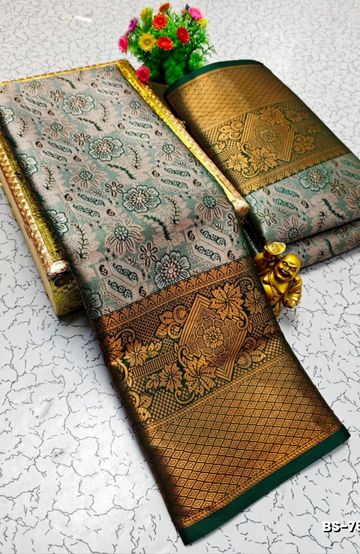 Luxurious heavy work blouse fabric with floral goldwork jaal border - BRINJAL COLOUR (2)