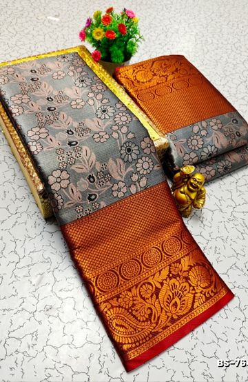 Designer Multi-Color Floral Print Blouse Fabric - BLACK (6)