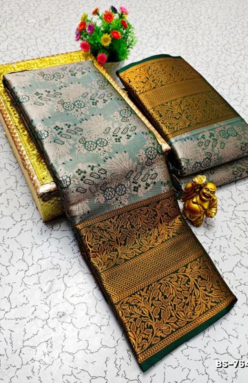 Elegant Kalamkari Tissue Saree for Festivities & Weddings - LIGHT GREEN (2)