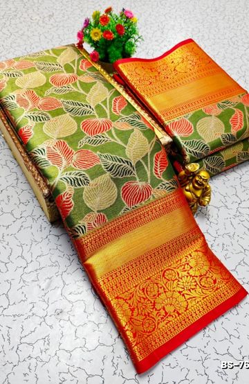 Digital printing dola silk cotton sarees - IVORY COLOUR