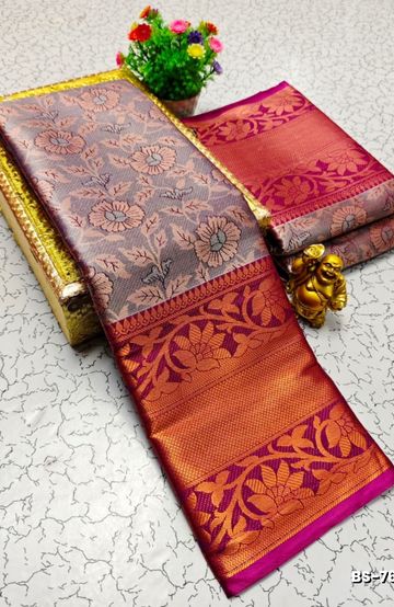 BRIDAL SILK GOLD SILVAR AND COPPER ZARI WEAVE AND WEDDING ART SILK SAREES - TURQUOISE GREEN (2)