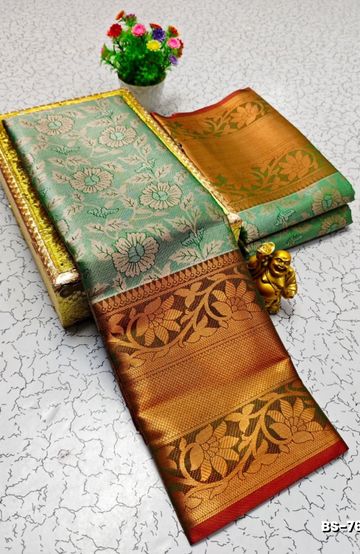 Luxurious heavy work blouse fabric with floral goldwork jaal border - MERUN (8)