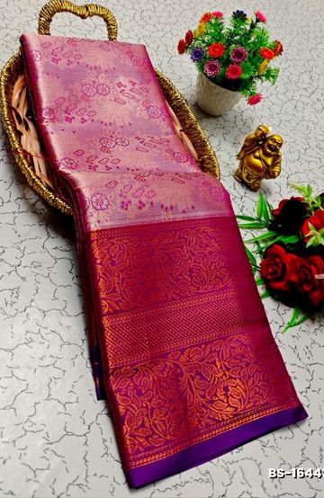 MODERN FANCY SOFT SILK SAREES WITH BUTTA DESIGN - TOMATO COLOUR (2)