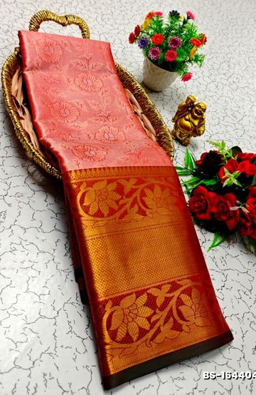 Premium monika cotton silk saree rapier fancy light weight silk type sarees flower design function wear - R BLUE