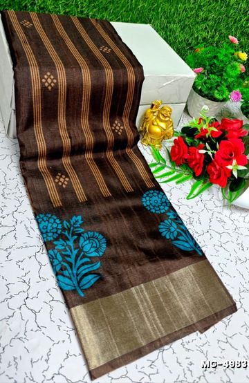 Designer Multi-Color Floral Print Blouse Fabric - BLUE SHADE