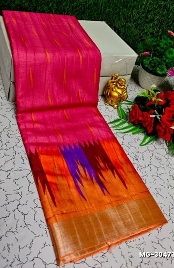 Traditional Look Malgudi Silk Saree Lightweight Silk Blend Saree - DARK PINK (1)