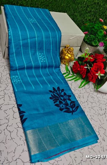 Traditional Look Malgudi Silk Saree Lightweight Silk Blend Saree - BLUE COLOUR (2)