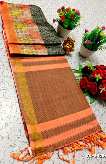 Korvai kotanji Trendy & Fancy bhutta and 2/100 Silk Cotton Sarees Function wear - LIGHT PINK (1)