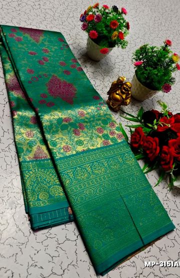 Bridal silk gold silvar and copper zari weave and wedding art silk suba muhurtha pattu sarees - REXONA (1)