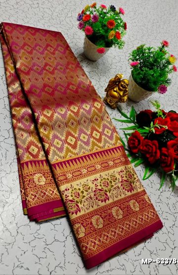 BANARASI POCHAMPALLY ALL OVER BODY SILVAR ZARI BUTTA DESIGN   FUNCTION WEAR SOFT SILK SAREES - CHOCOLATE COLOR