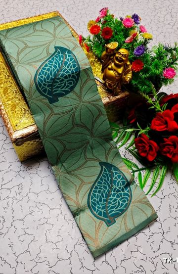 Kubera borderless elite bridal rapier fancy light weight silk type sarees function wear - LIGHT GREEN SHADE