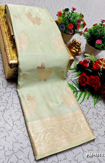 Bridal Premium Soft silk gold zari weave and wedding art silk and Premium Soft Silk sarees - LIGHT SKY BLUE (1)