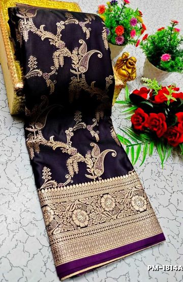 Bridal Premium Soft silk gold zari weave and wedding art silk and Premium Soft Silk sarees - LAVENDER DARK (1)