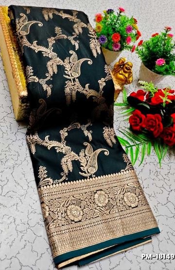 Bridal Premium Soft silk gold zari weave and wedding art silk and Premium Soft Silk sarees - TURQUOISE GREEN