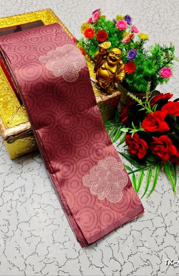 Kubera borderless elite bridal rapier fancy light weight silk type sarees function wear - LIGHT PINK (1)