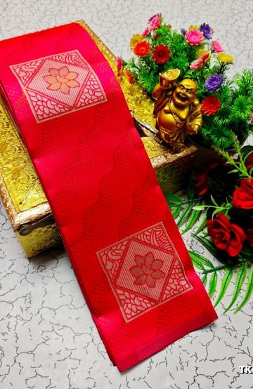 Kubera borderless elite bridal rapier fancy light weight silk type sarees function wear - DARK PINK (2)