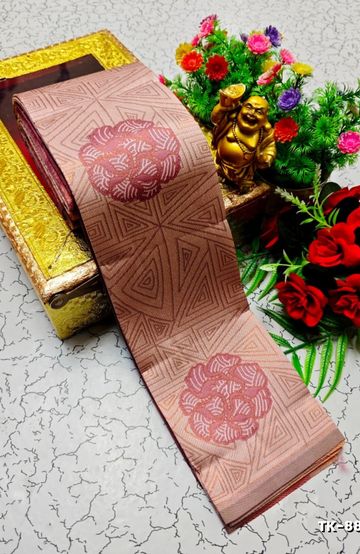 Kubera borderless elite bridal rapier fancy light weight silk type sarees function wear - LITE PEACH (2)