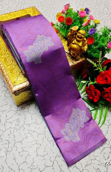 DESIGNER SOFT BANARASI SILK WITH KALAMKARI THEME  EXCLUSIVE MODEL WITH PURE ZARI  BORDER - BLUE SHADE