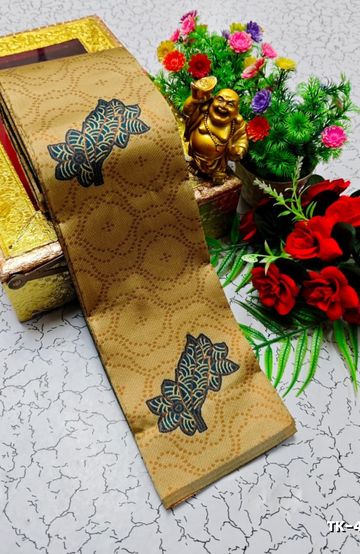 Kubera borderless elite bridal rapier fancy light weight silk type sarees function wear - SANDLE (4)