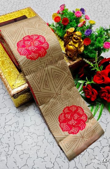 Kubera borderless elite bridal rapier fancy light weight silk type sarees function wear - LIGHT SANDLE