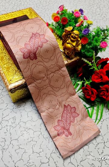 Kubera borderless elite bridal rapier fancy light weight silk type sarees function wear - LITE PEACH (4)