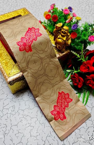 Kubera borderless elite bridal rapier fancy light weight silk type sarees function wear - LIGHT SANDLE (1)