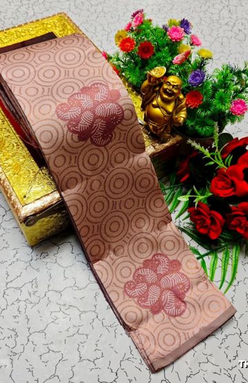 Kubera borderless elite bridal rapier fancy light weight silk type sarees function wear - LITE PEACH (5)